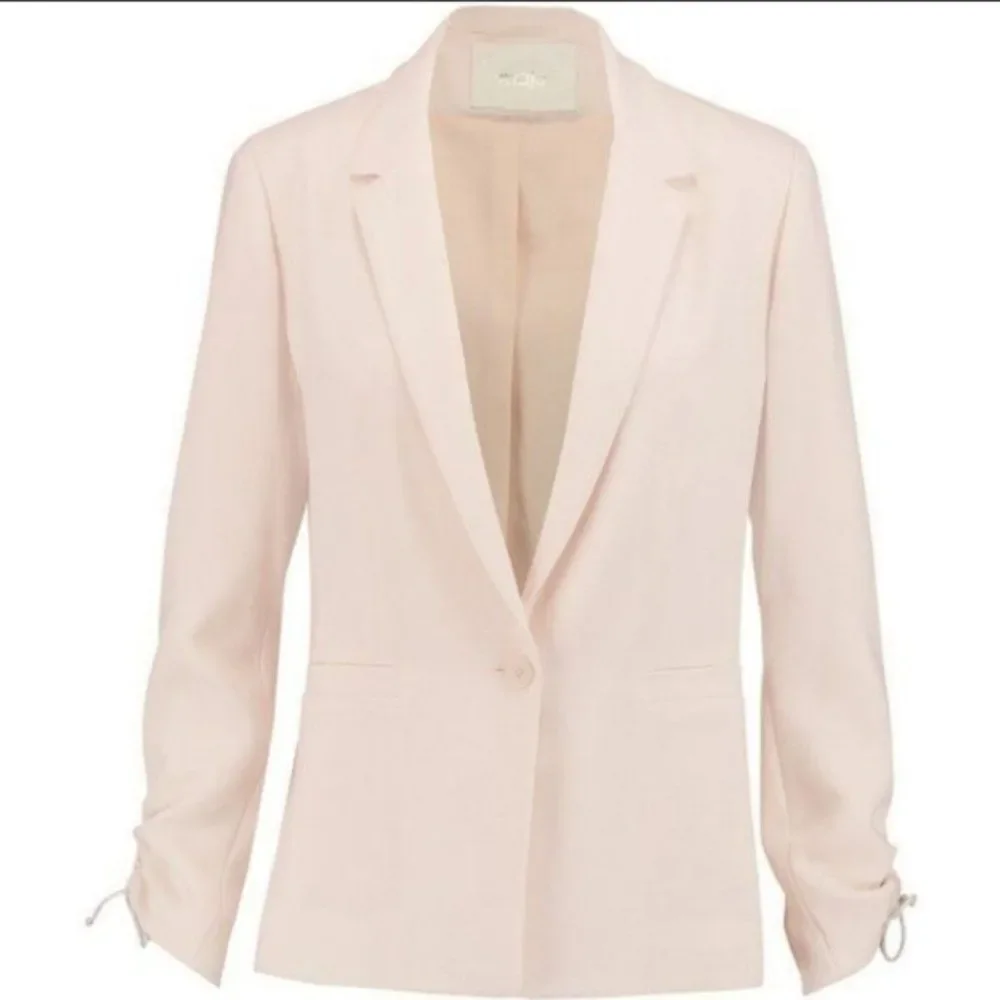 MAJE Valence Crepe Ruched Pink Blazer 8